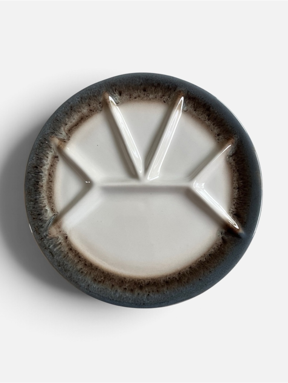 Beauceware Vintage Canadian Pottery Fondue Plates, Drip Glaze, 1970 Set of 2.